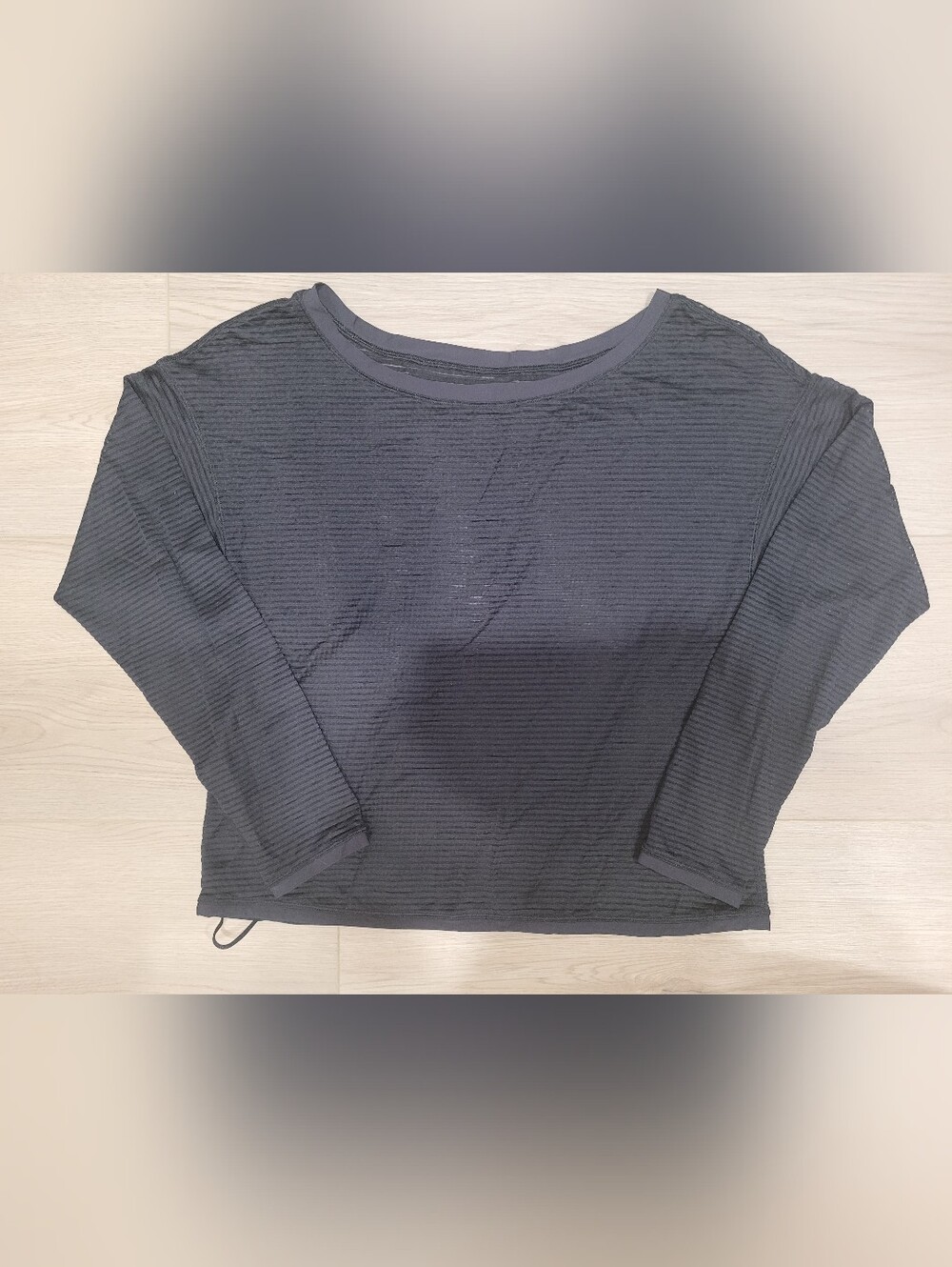 Lululemon Women’s Black Striped Mesh Long Sleeve Top